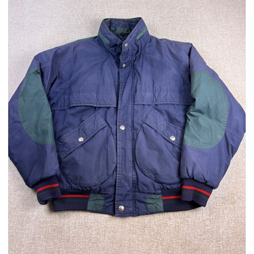 Vintage Colorblock Bomber Jacket Navy Blue Green WPL 34605 Men XL